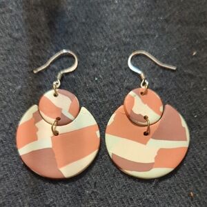 Brown and Grey Camo Rubber Dangle Statement Earrings